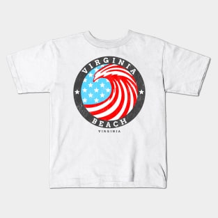 Virginia Beach, VA Summertime Patriotic 4th Pride Surfing Kids T-Shirt